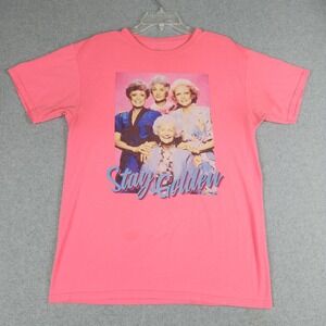 The Golden Girls Stay Golden T-Shirt Women M Pink Graphic Retro Short Sleeve Tee